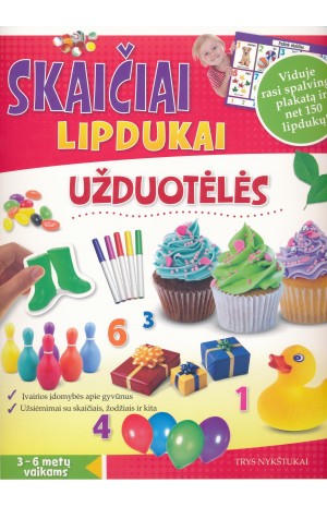 Skaičiai lipdukai užduotėlės